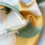 Celadon Green & Camel Abstract Floral Square Silk Scarf