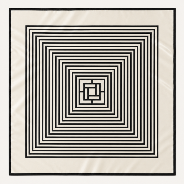 Monochrome Labyrinth Silk Scarf