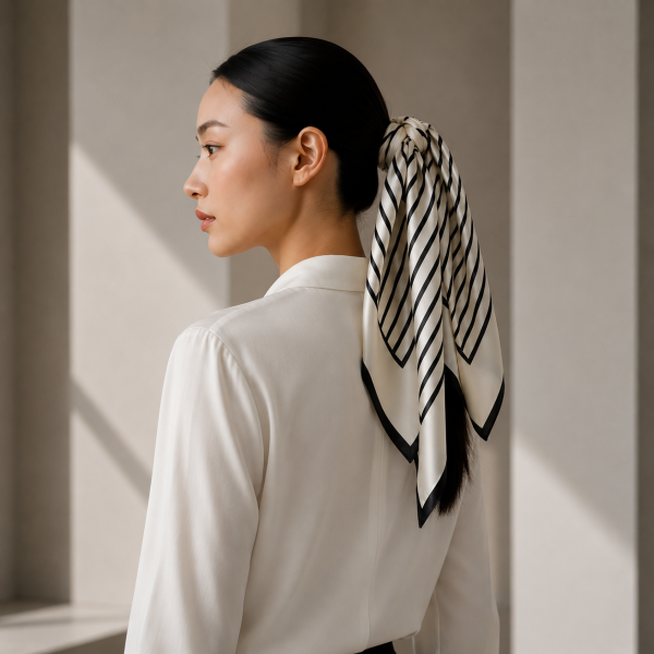 Monochrome Labyrinth Silk Scarf