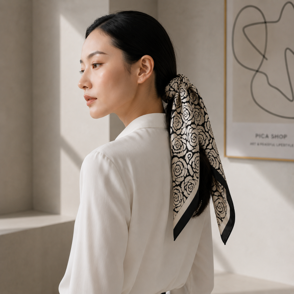 Nocturne Rose Silk Scarf