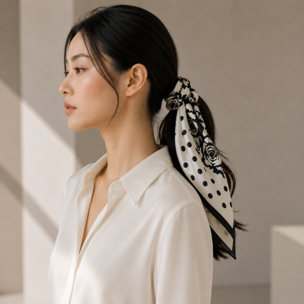 Noir Roseraie Silk Scarf