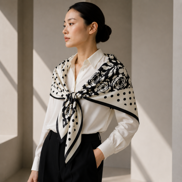 Noir Roseraie Silk Scarf