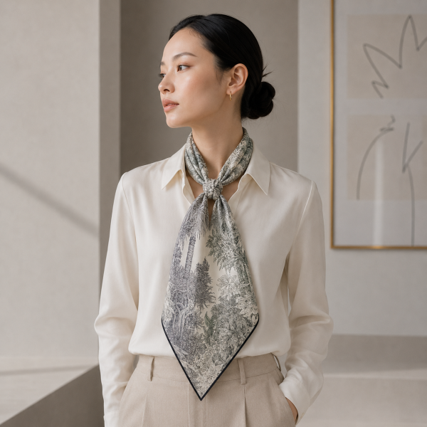 Verdant Reverie Silk Scarf